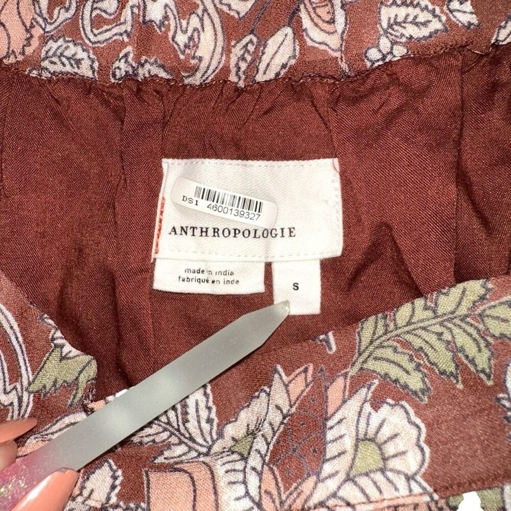 Anthropologie Luca Faux Wrap Printed Mini Skirt SMALL in Brown Motif - Picture 4 of 7